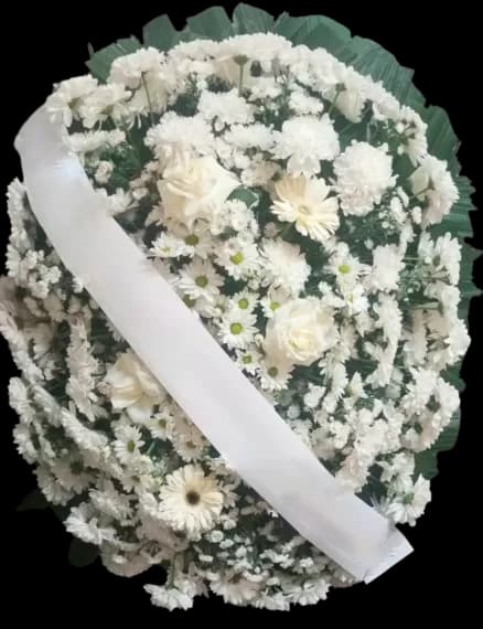 Coroa de flores oval brancas