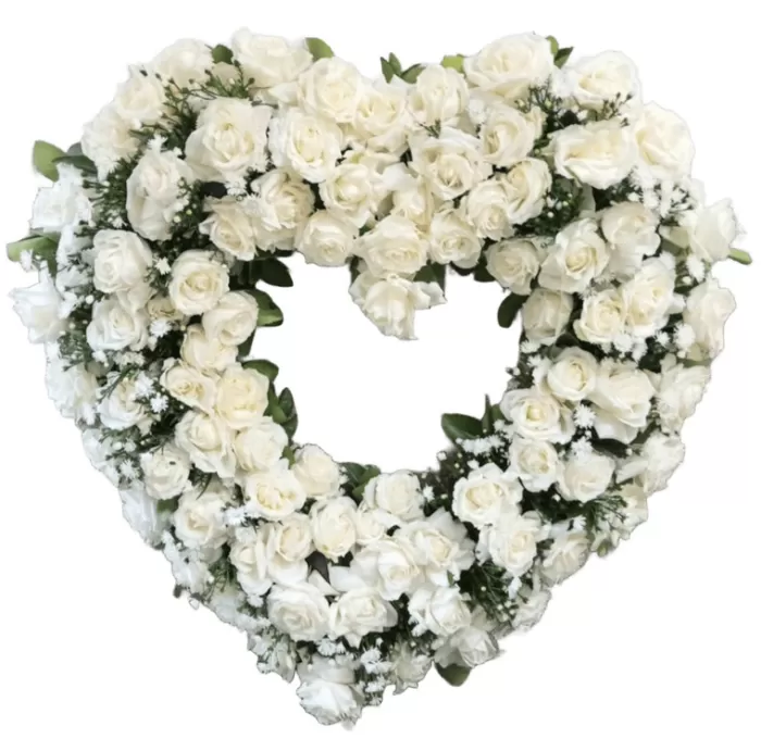 Coroa de flores guirlanda coração branca