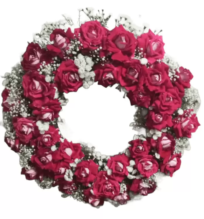 Coroa de flores guirlanda redonda vermelha